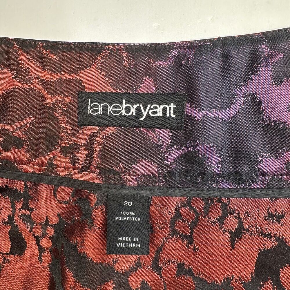 Lane Bryant Floral Skirt 20 Red/Purple/Black Gradient A-Line Pleats Zipper EUC - Picture 7 of 8